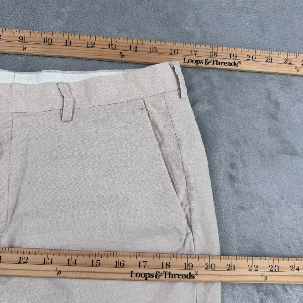 J.Crew Ludlow Pants Mens 32x30 Tan Baird McNutt Irish Linen Cotton AU429‎ Chino